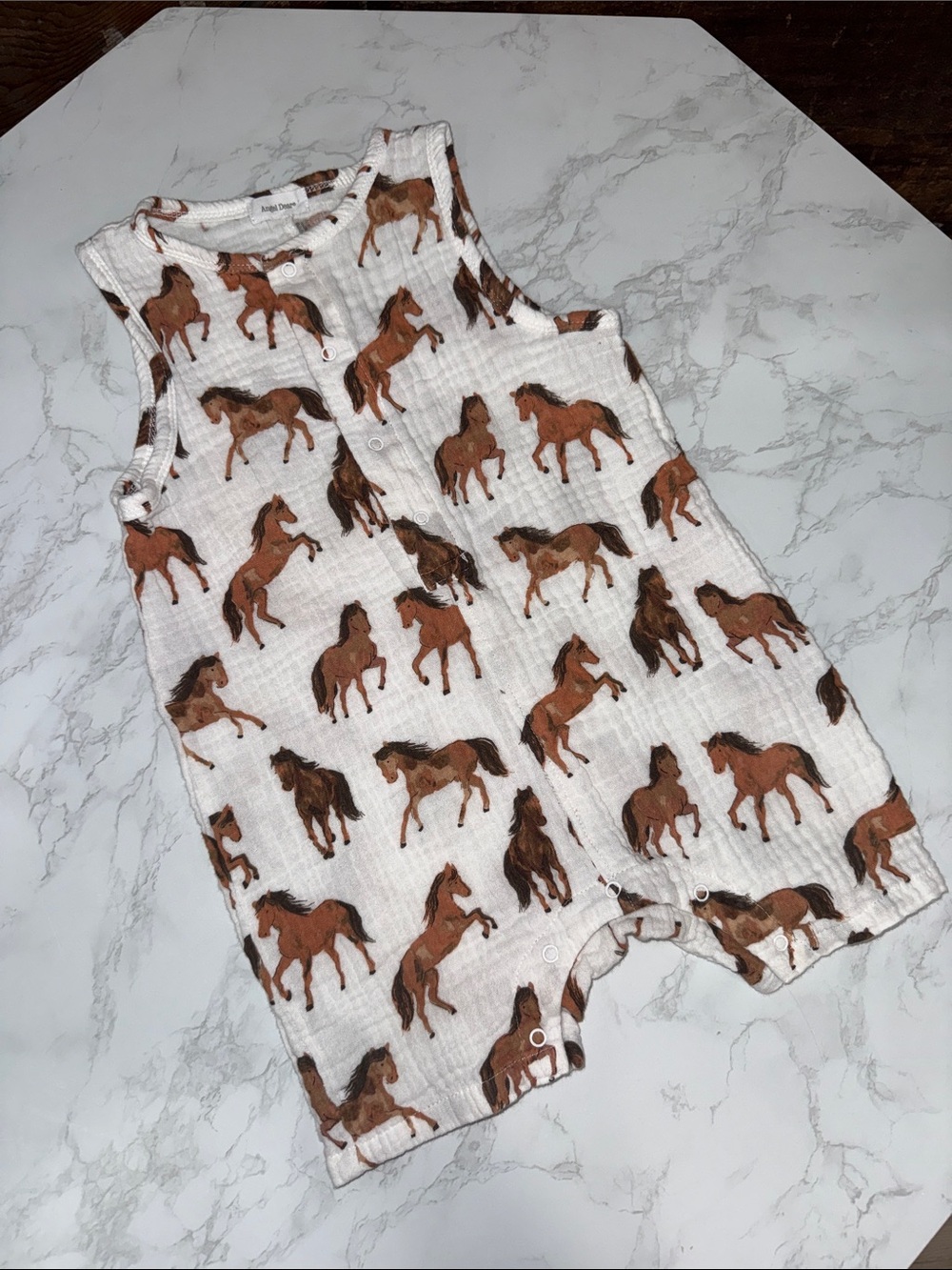 Romper with Brown Horse Print for Baby